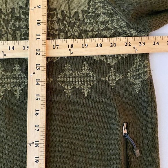 VTG Nike ACG Mens XL Wool Blend Full Zip Sweater Green Aztec Fair Isle - Picture 8 of 9